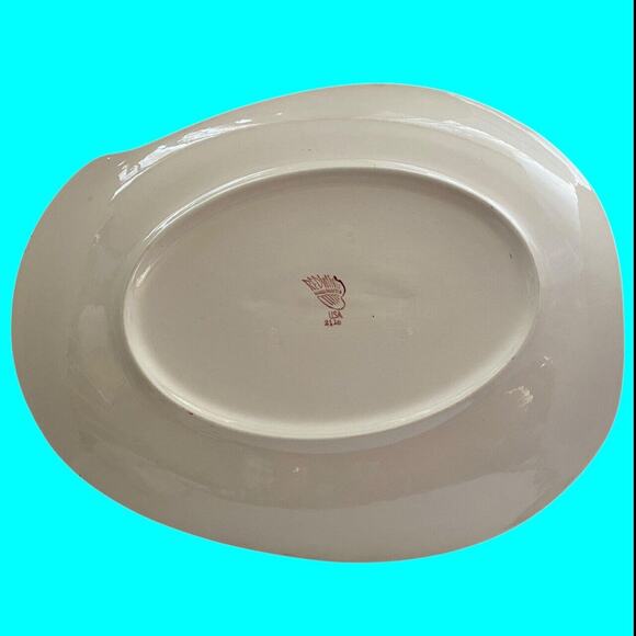 Redwing Handpainted Pottery 15” Platter Dogwood Blue Flowers Asymmetrical READ - Picture 5 of 7